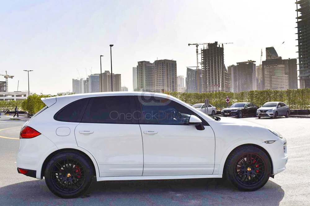 White Porsche Cayenne GTS 2015 for rent in Dubai 5